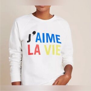 Anthropologie X Claire V J’amie La Vie White Sweatshirt size Small